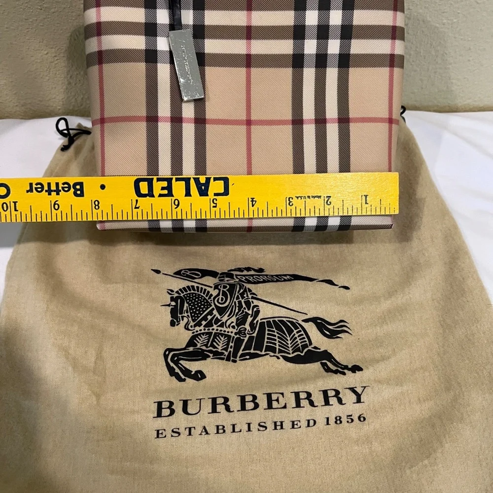 Burberry London Nova Check Coated Canvas Mini Tote Tan Black - Picture 15 of 16